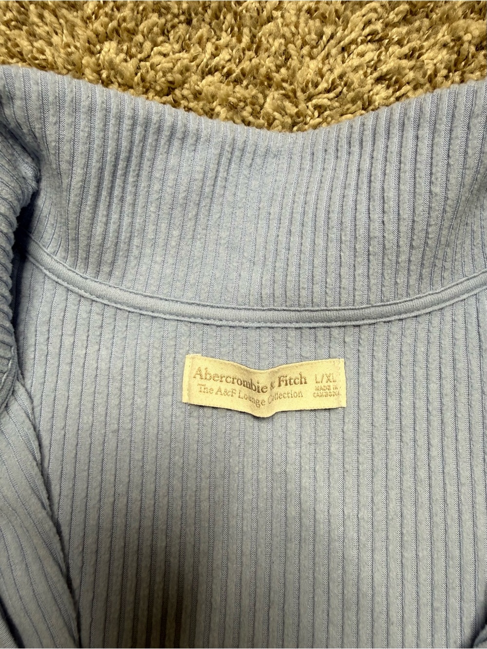 Abercrombie & Fitch Lounge Collection Brushed Rib Oversized Half Zip Baby Blue - Picture 3 of 4